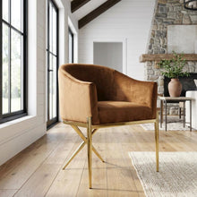 Gold Velvet Dining Chair with Armrests and Contemporary Design for Comfort