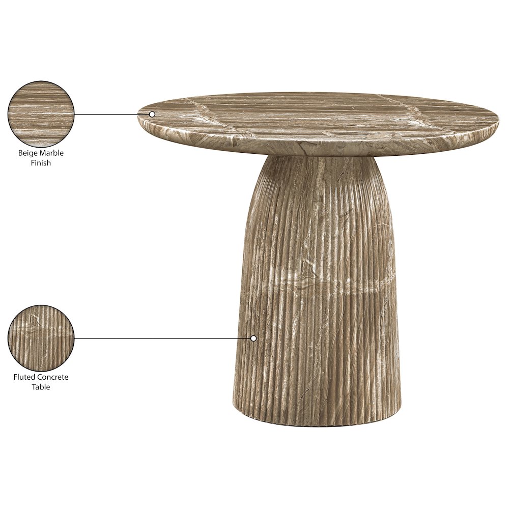 Venosa 36" Beige Concrete Indoor/Outdoor Dining Table
