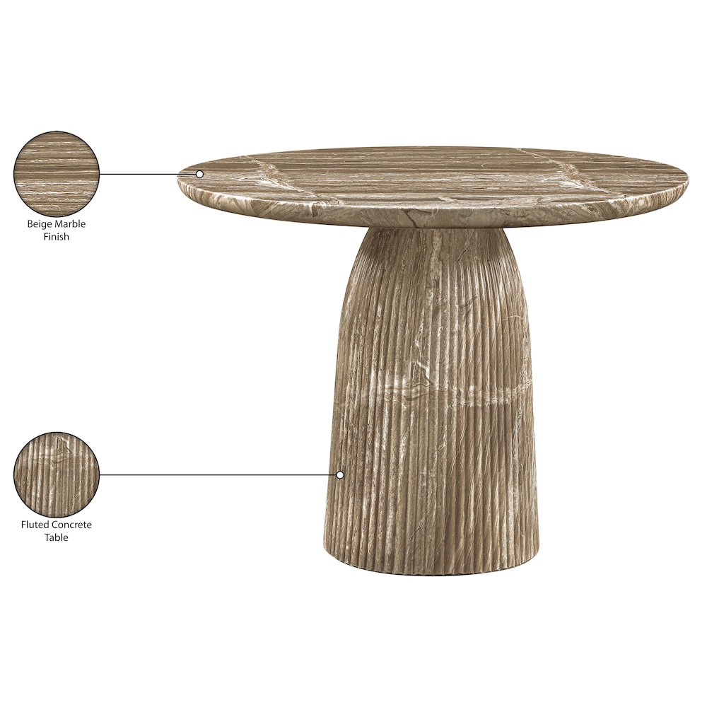 Venosa 42" Beige Concrete Indoor/Outdoor Dining Table