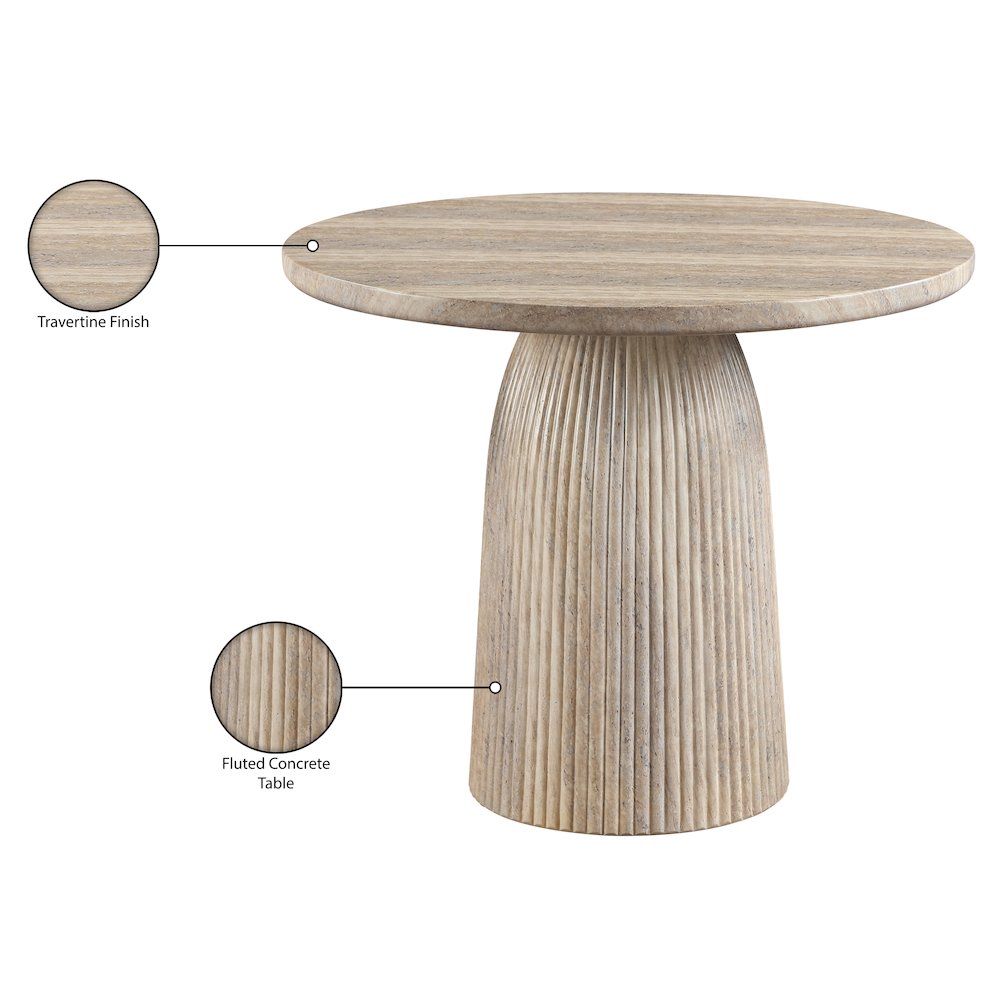Venosa 36" Travertine Concrete Indoor/Outdoor Dining Table