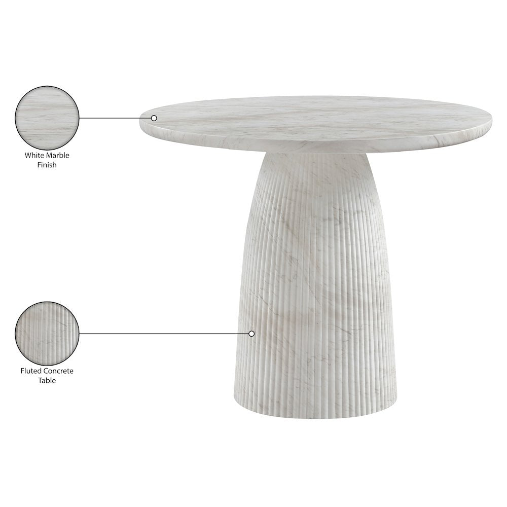 Venosa 36" White Concrete Indoor/Outdoor Dining Table