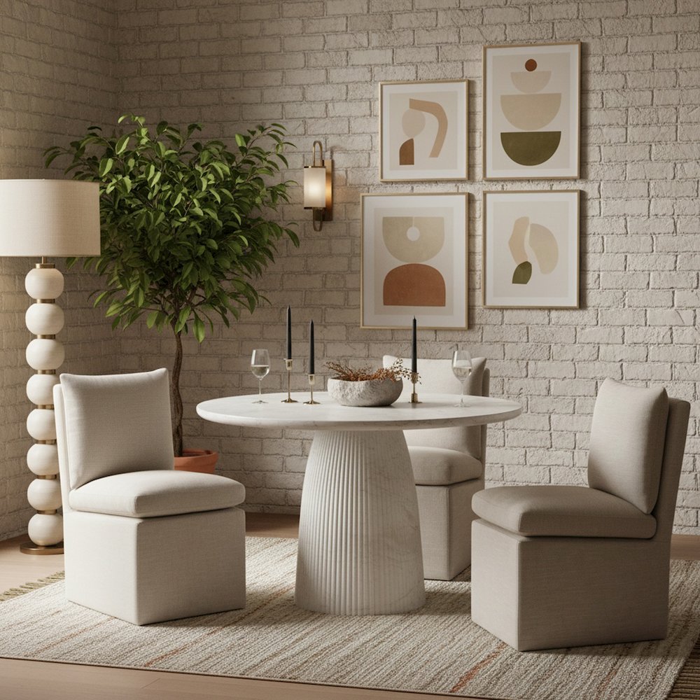 Venosa 36" White Concrete Indoor/Outdoor Dining Table