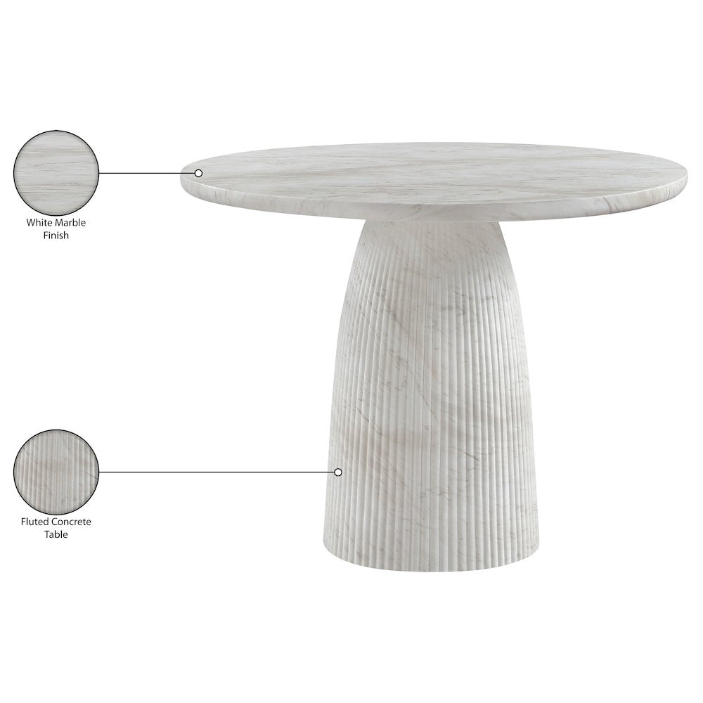 Venosa 42" White Concrete Indoor/Outdoor Dining Table