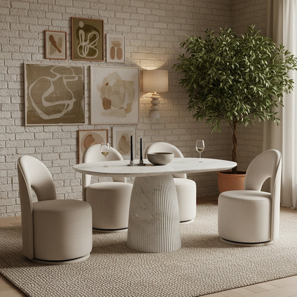 Venosa 42" White Concrete Indoor/Outdoor Dining Table