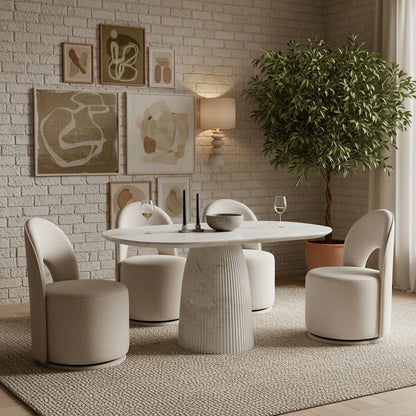 Venosa 42" White Concrete Indoor/Outdoor Dining Table