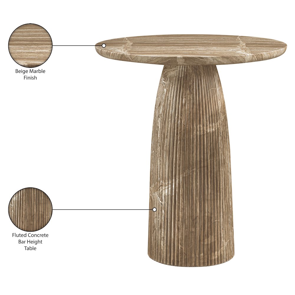 Venosa Beige Concrete Indoor/Outdoor Bar Table
