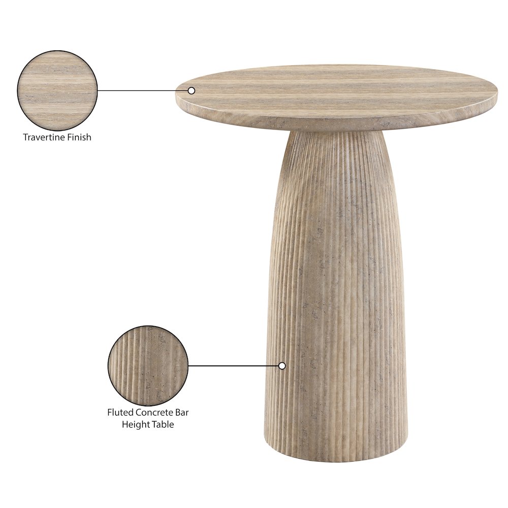 Venosa Travertine Concrete Indoor/Outdoor Bar Table