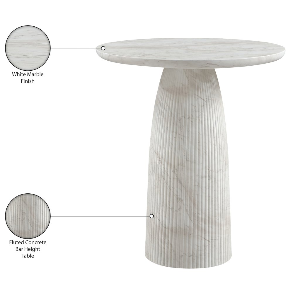 Venosa White Concrete Indoor/Outdoor Bar Table
