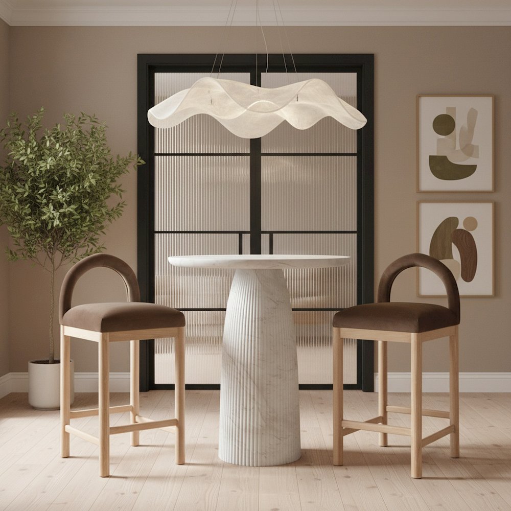 Venosa White Concrete Indoor/Outdoor Bar Table