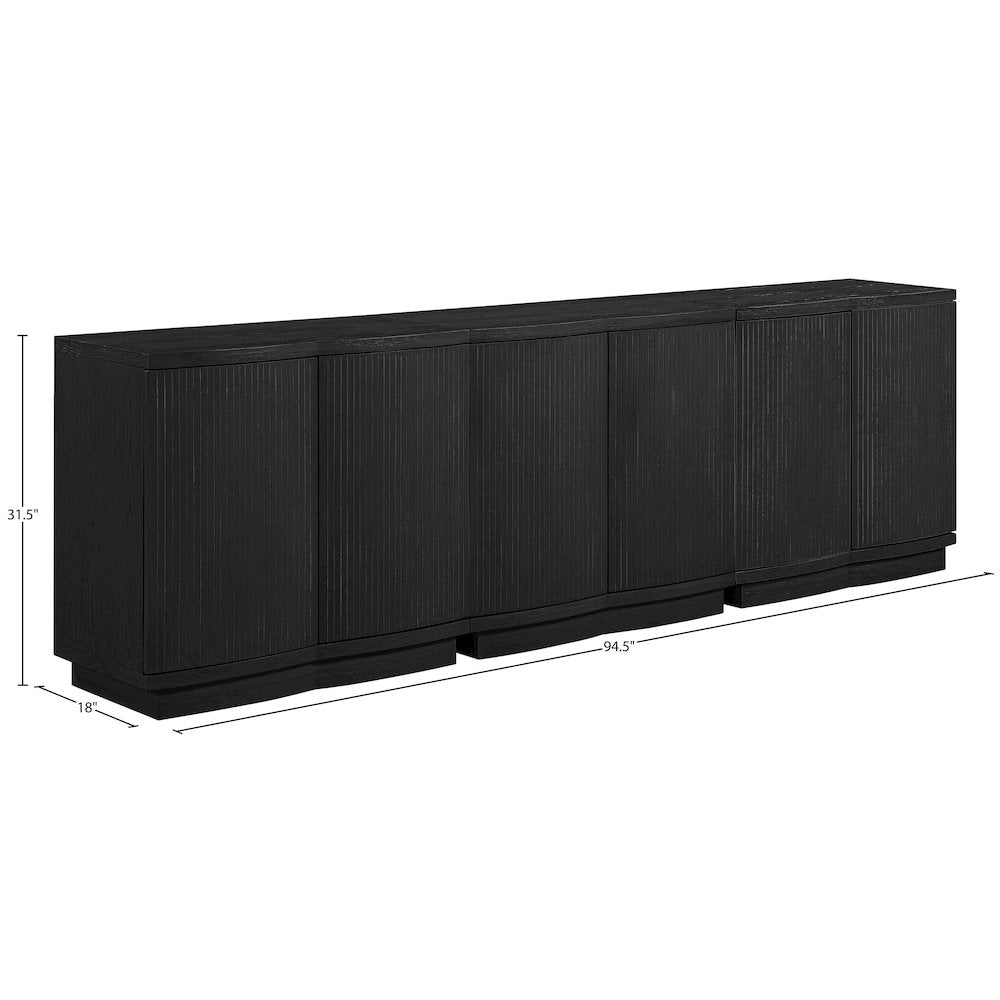 Aveline Black Oak Veneer 3pc. Sideboard/Buffet