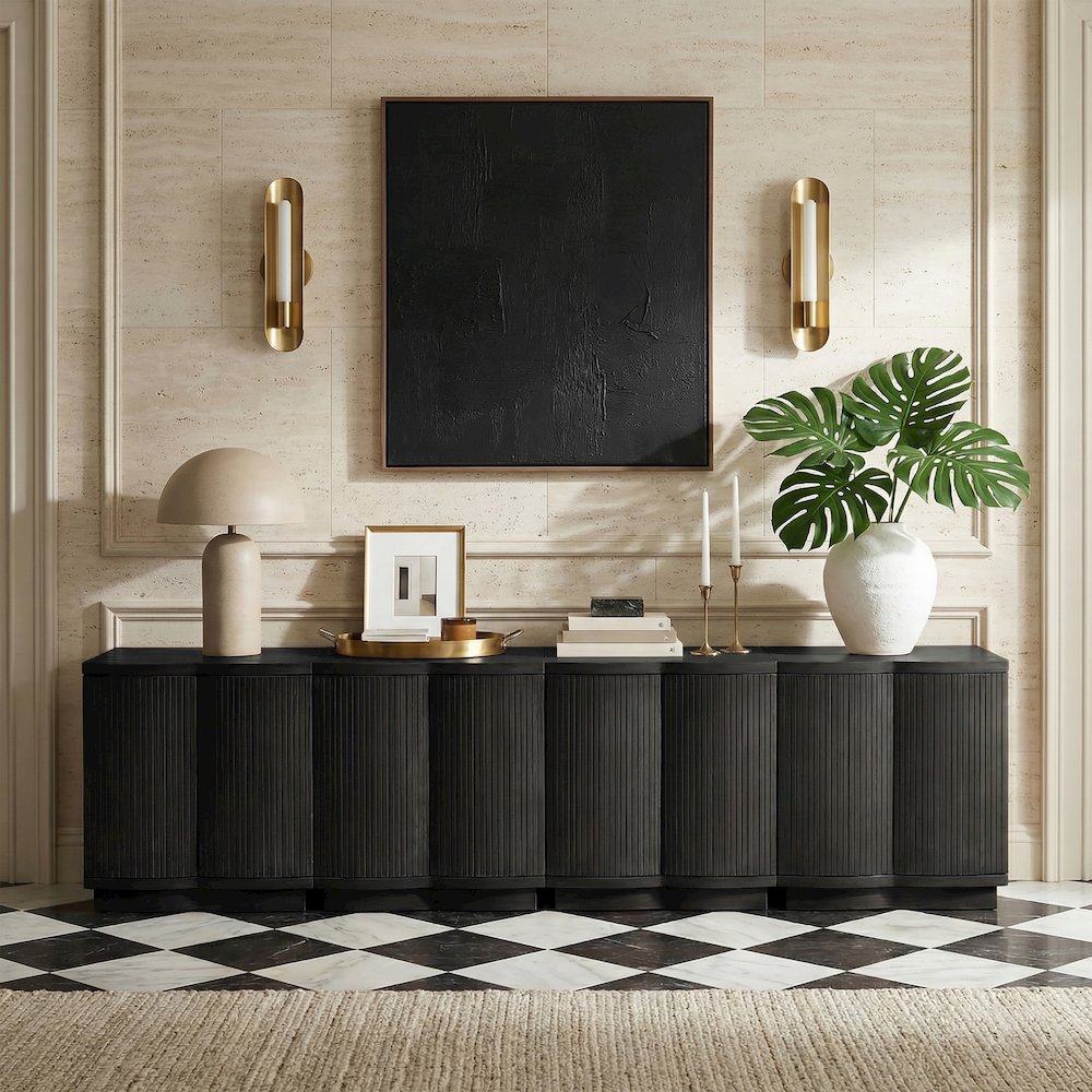 Aveline Black Oak Veneer 4pc. Sideboard/Buffet