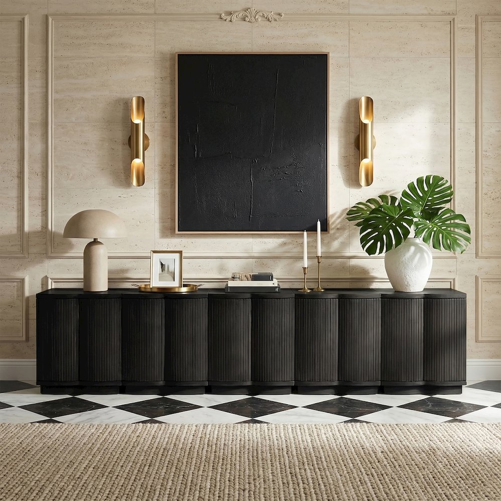 Aveline Black Oak Veneer 5pc. Sideboard/Buffet