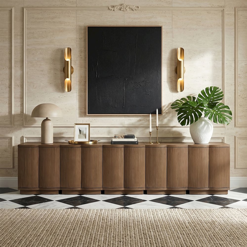Aveline Brown Oak Veneer 5pc. Sideboard/Buffet