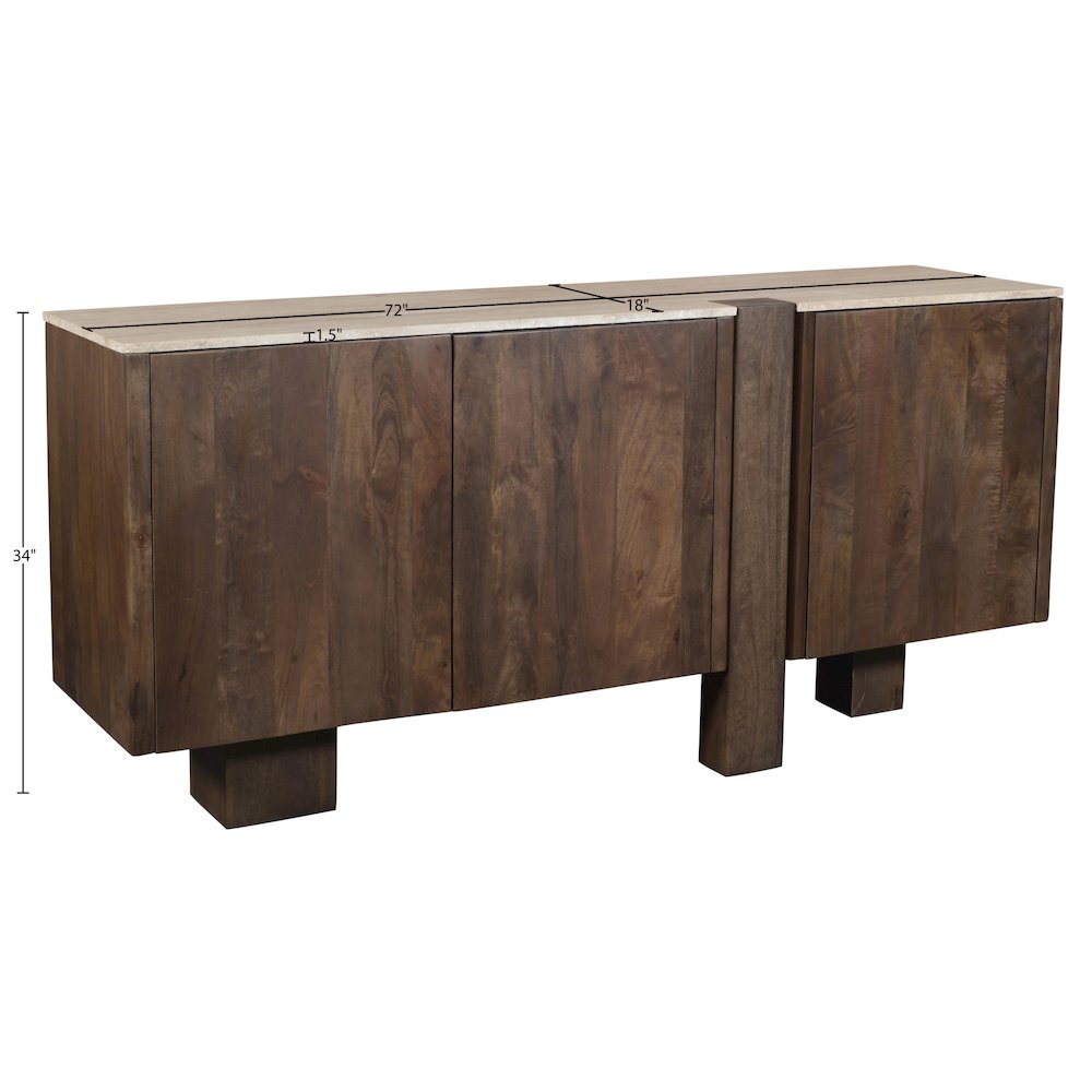 Pietra Brown Travertine And Mango Wood Sideboard / Buffet
