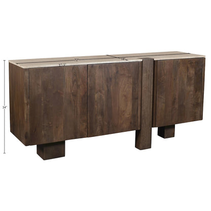 Pietra Brown Travertine And Mango Wood Sideboard / Buffet