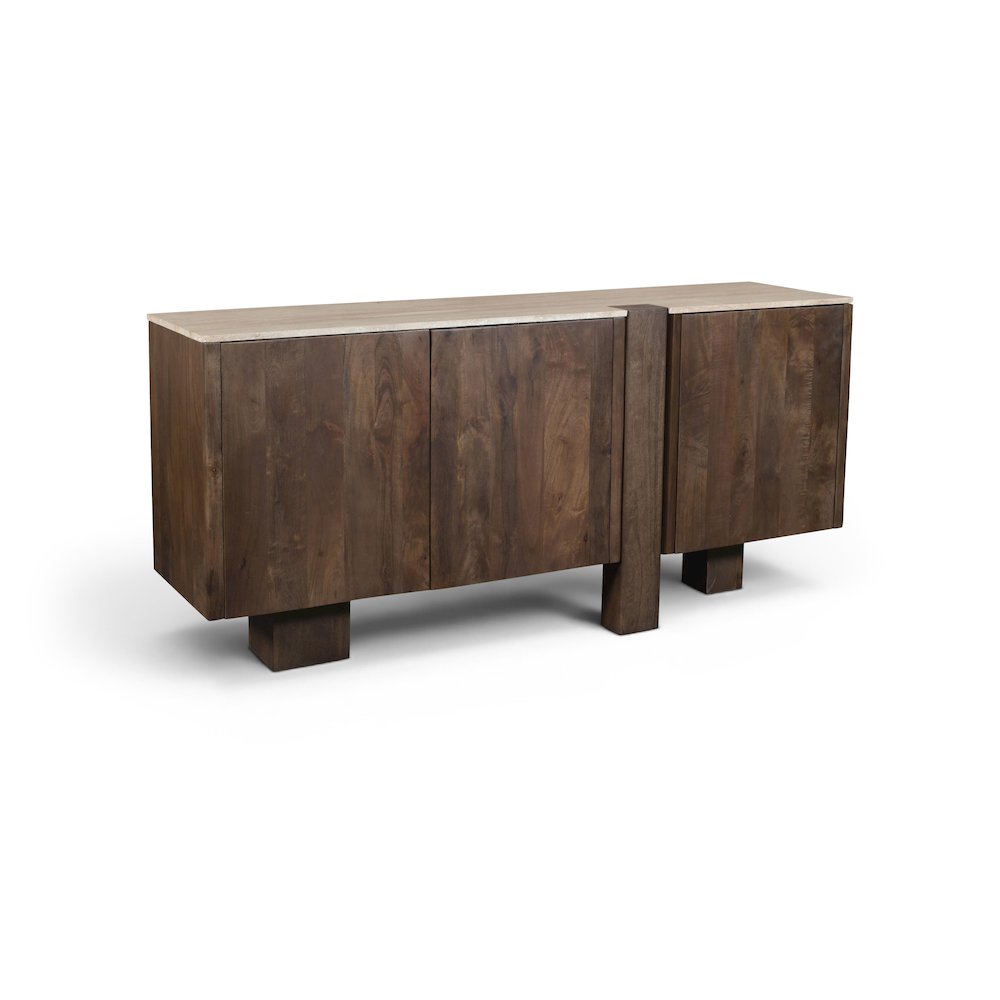 Pietra Brown Travertine And Mango Wood Sideboard / Buffet