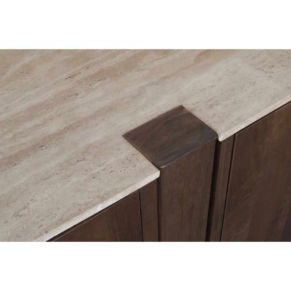 Pietra Brown Travertine And Mango Wood Sideboard / Buffet