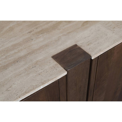 Pietra Brown Travertine And Mango Wood Sideboard / Buffet