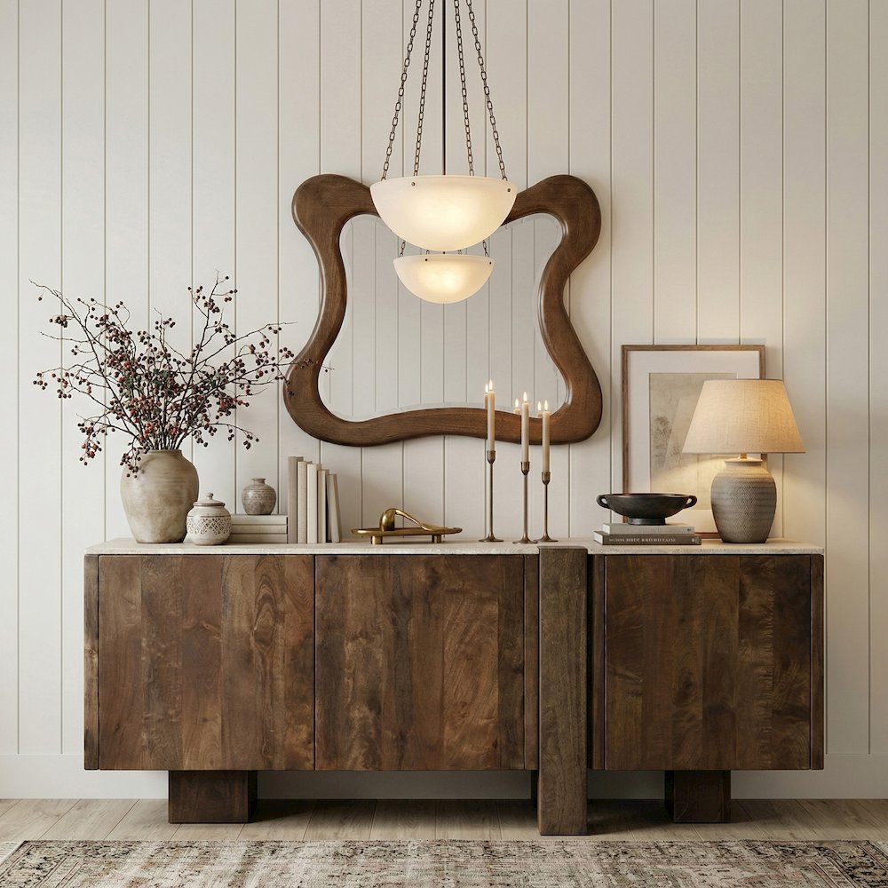 Pietra Brown Travertine And Mango Wood Sideboard / Buffet