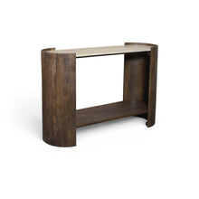 Solstice Brown Travertine And Mango Wood Console Table