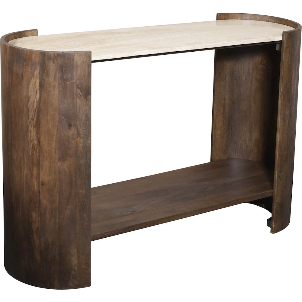 Solstice Brown Travertine And Mango Wood Console Table