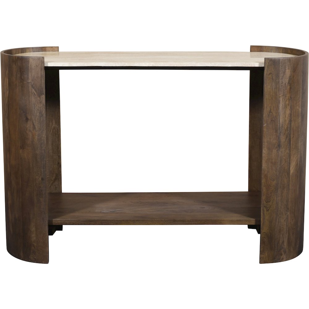 Solstice Brown Travertine And Mango Wood Console Table