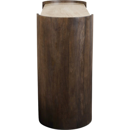 Solstice Brown Travertine And Mango Wood Console Table