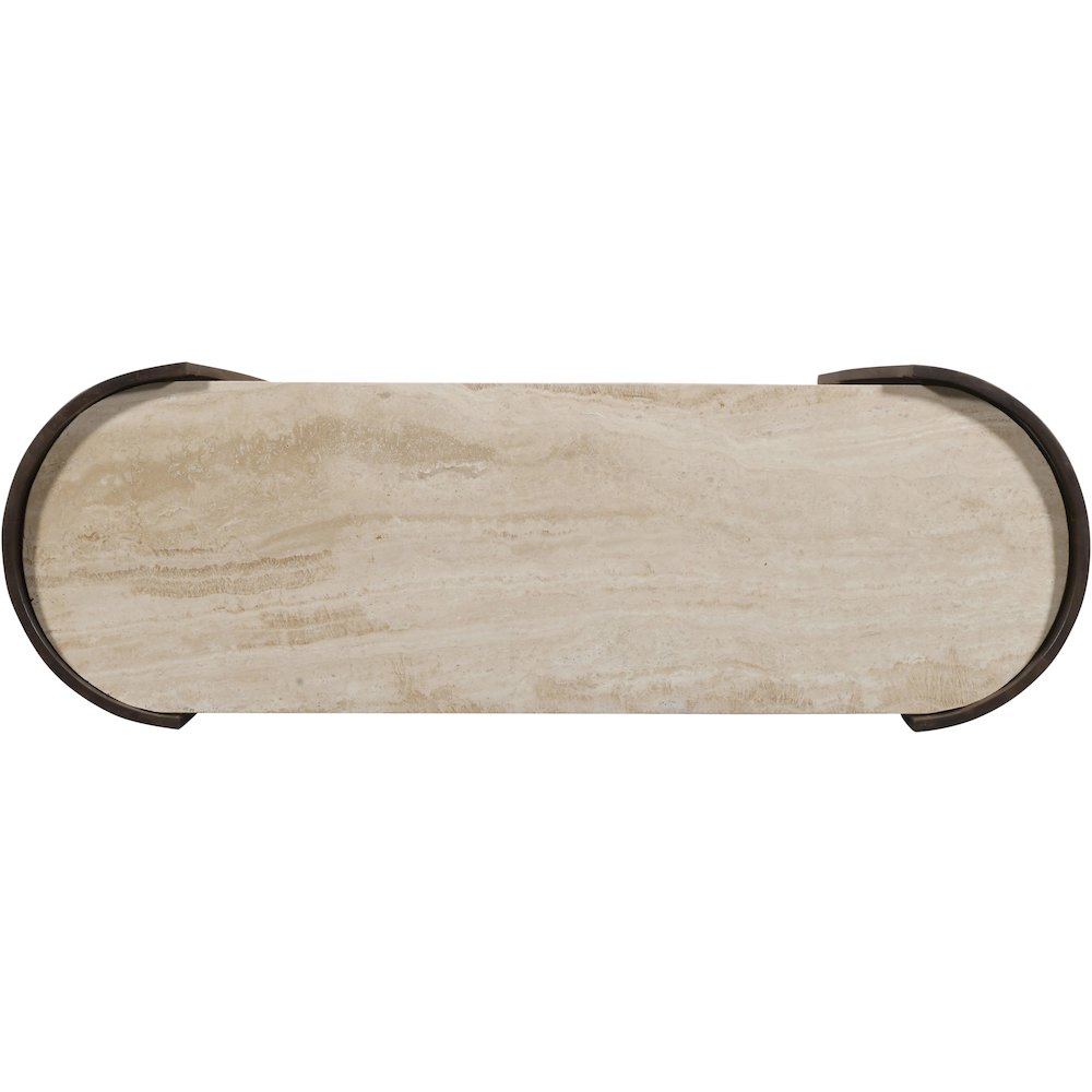 Solstice Brown Travertine And Mango Wood Console Table