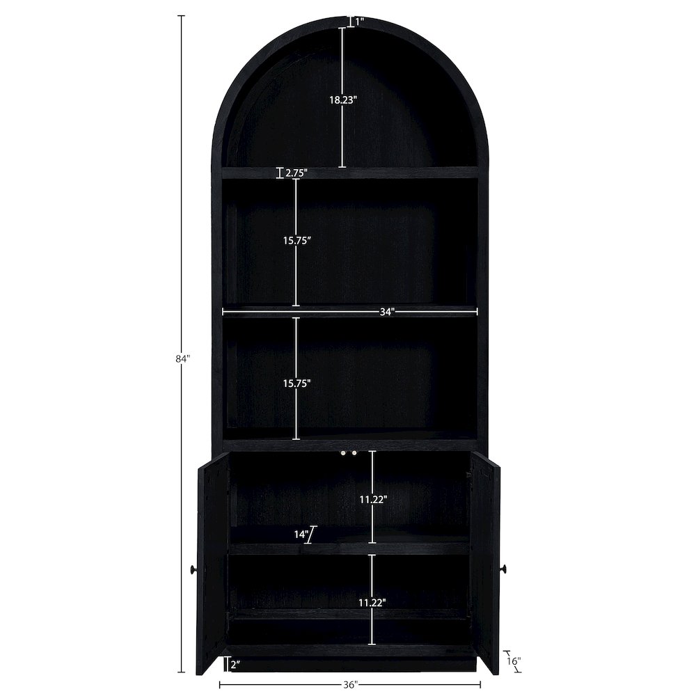 Botanical Black Solid Wood Bookcase