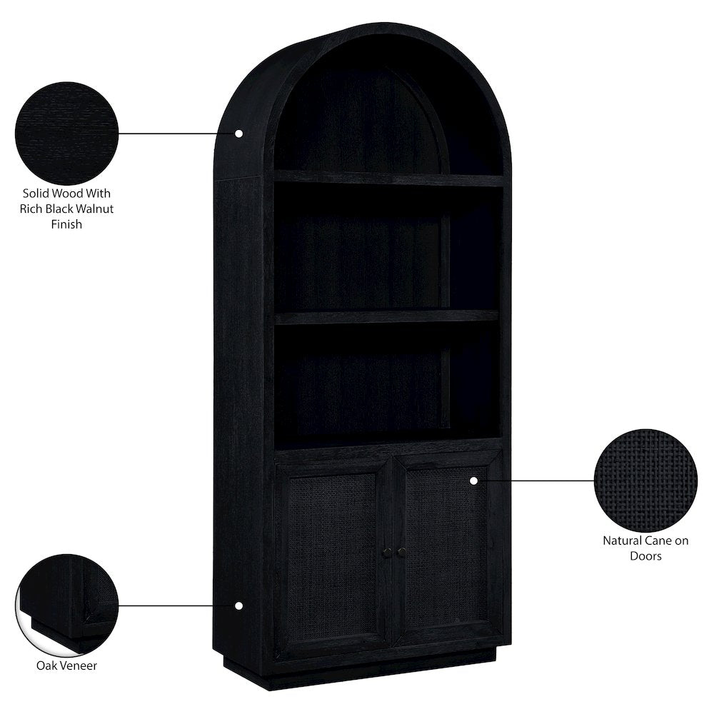 Botanical Black Solid Wood Bookcase