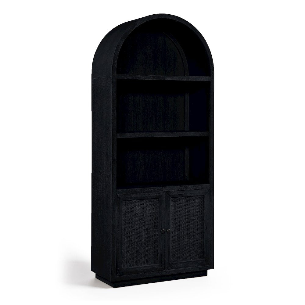 Botanical Black Solid Wood Bookcase