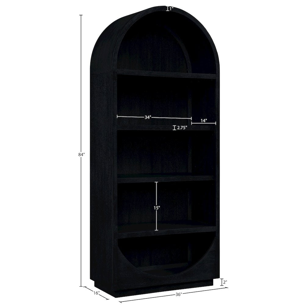Hearth Black Solid Wood Bookcase