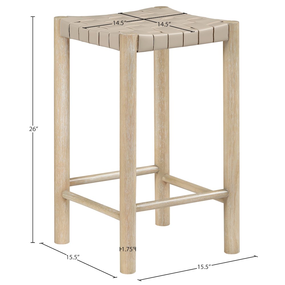 Entwine Beige Vegan Leather Upholstered Counter Stool