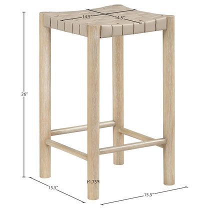 Entwine Beige Vegan Leather Upholstered Counter Stool