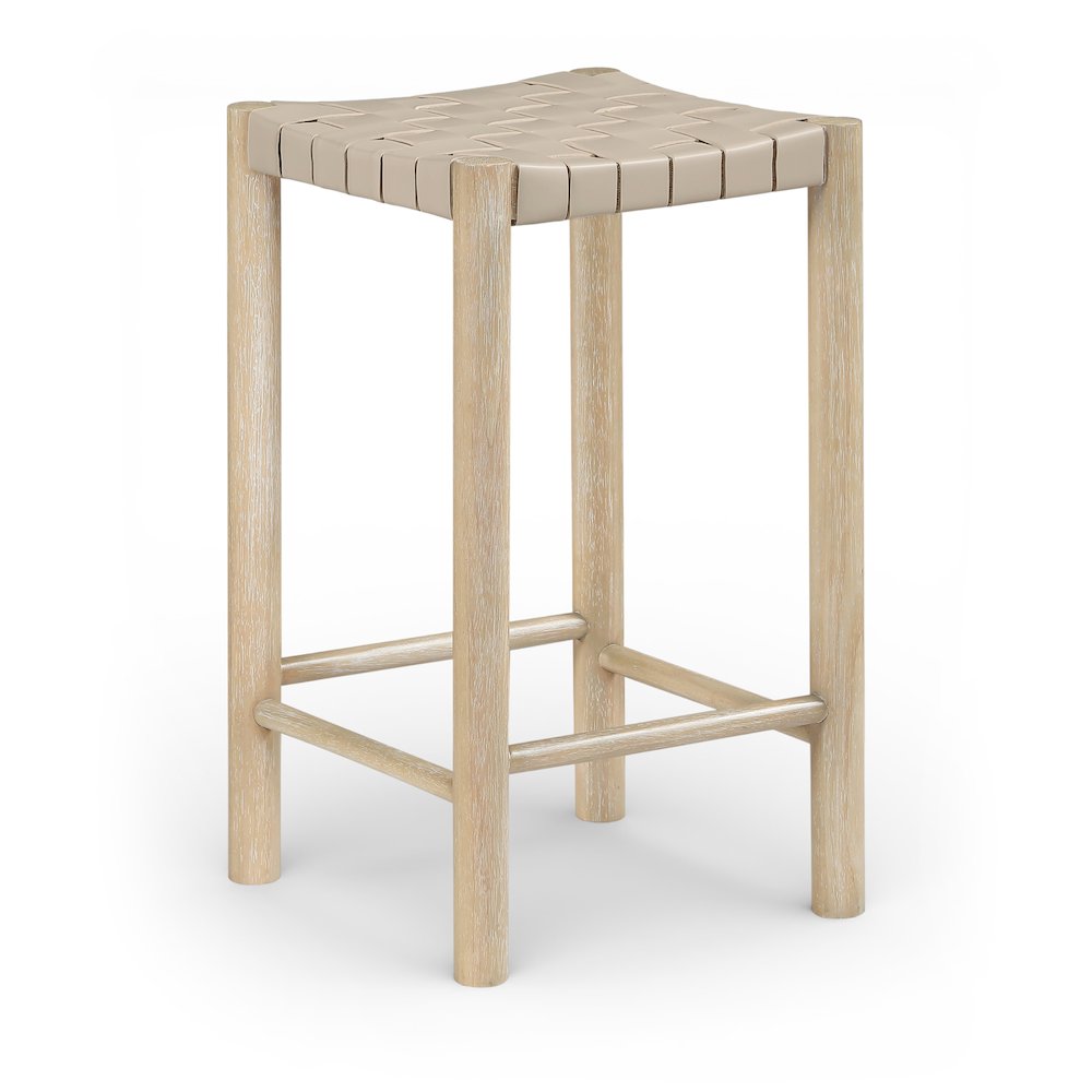 Entwine Beige Vegan Leather Upholstered Counter Stool