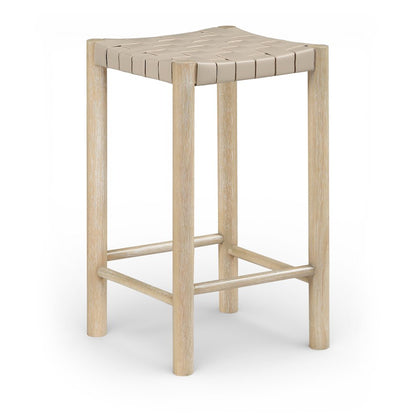 Entwine Beige Vegan Leather Upholstered Counter Stool