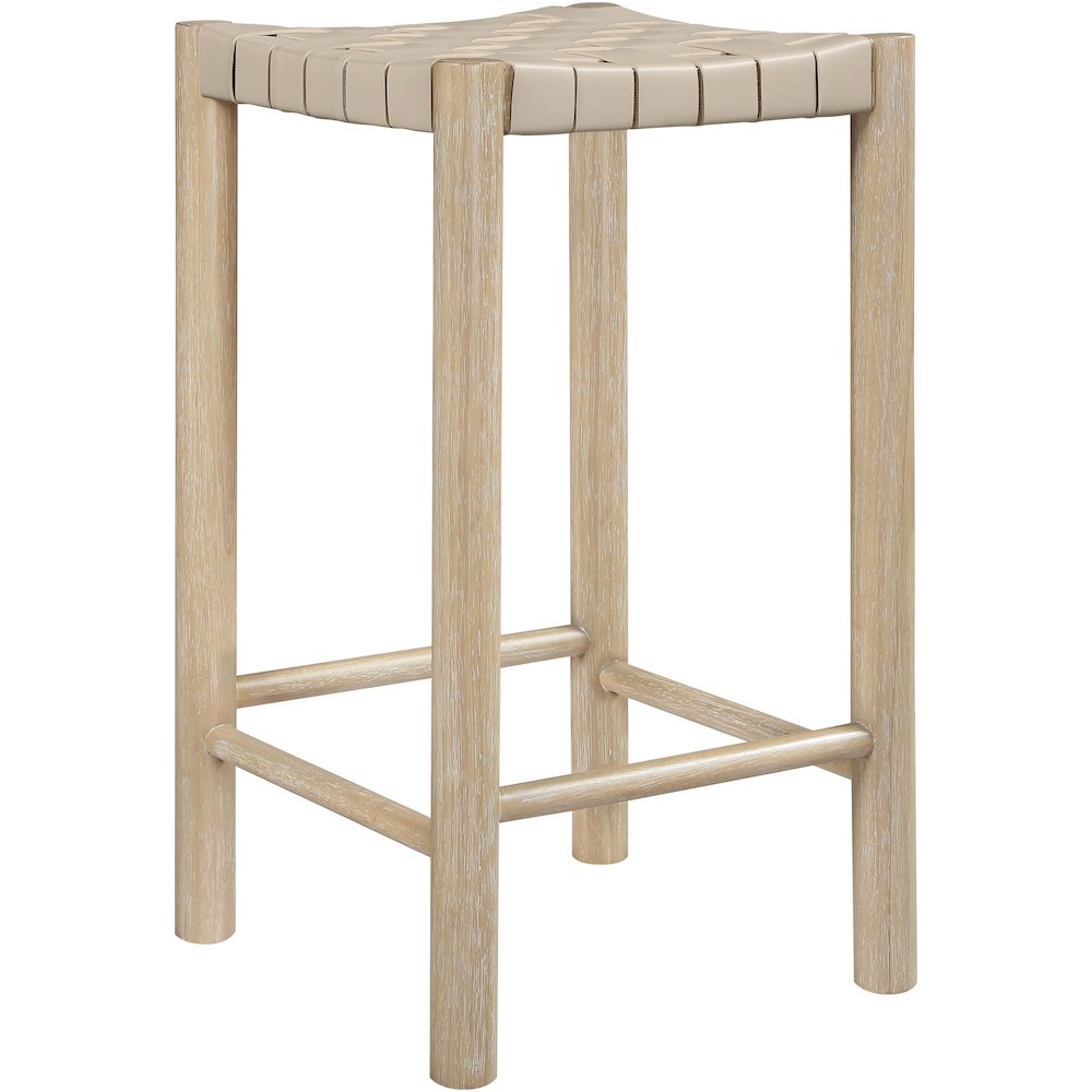 Entwine Beige Vegan Leather Upholstered Counter Stool