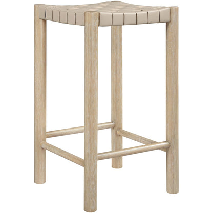 Entwine Beige Vegan Leather Upholstered Counter Stool