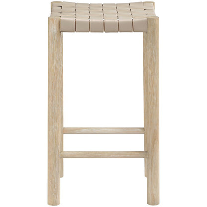 Entwine Beige Vegan Leather Upholstered Counter Stool