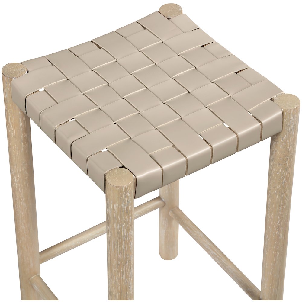 Entwine Beige Vegan Leather Upholstered Counter Stool