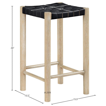 Entwine Black Vegan Leather Upholstered Counter Stool