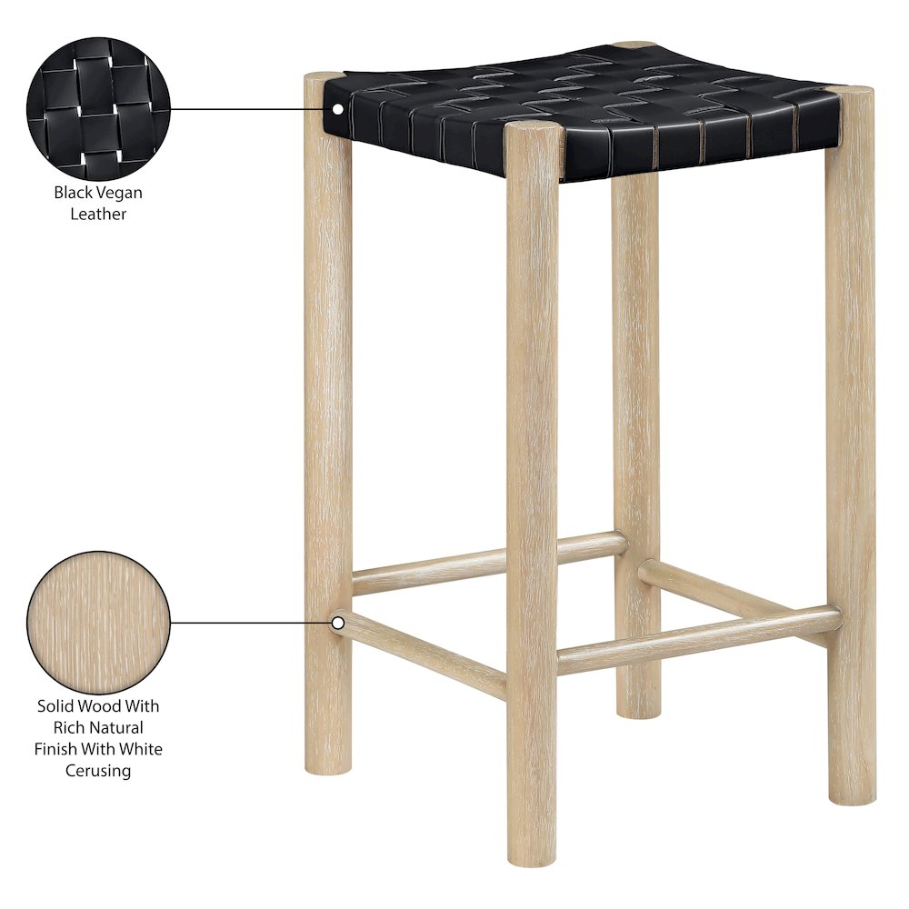 Entwine Black Vegan Leather Upholstered Counter Stool