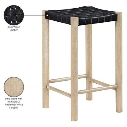 Entwine Black Vegan Leather Upholstered Counter Stool
