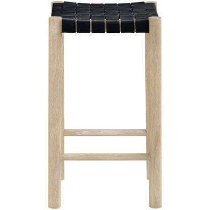 Entwine Black Vegan Leather Upholstered Counter Stool