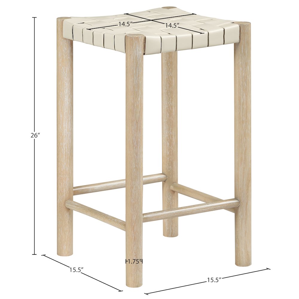 Entwine Cream Vegan Leather Upholstered Counter Stool