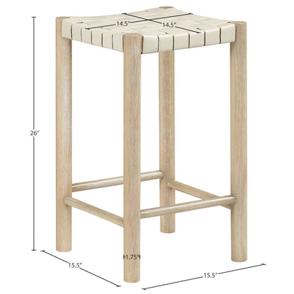 Entwine Cream Vegan Leather Upholstered Counter Stool