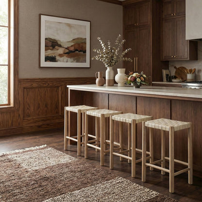 Entwine Cream Vegan Leather Upholstered Counter Stool