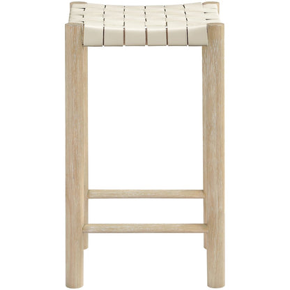 Entwine Cream Vegan Leather Upholstered Counter Stool