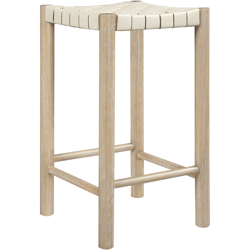 Entwine Cream Vegan Leather Upholstered Counter Stool