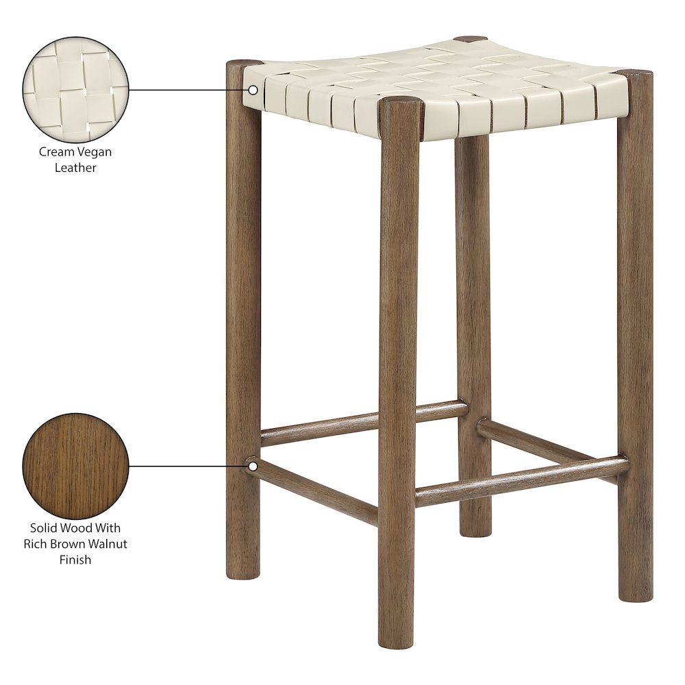 Entwine Cream Vegan Leather Upholstered Counter Stool